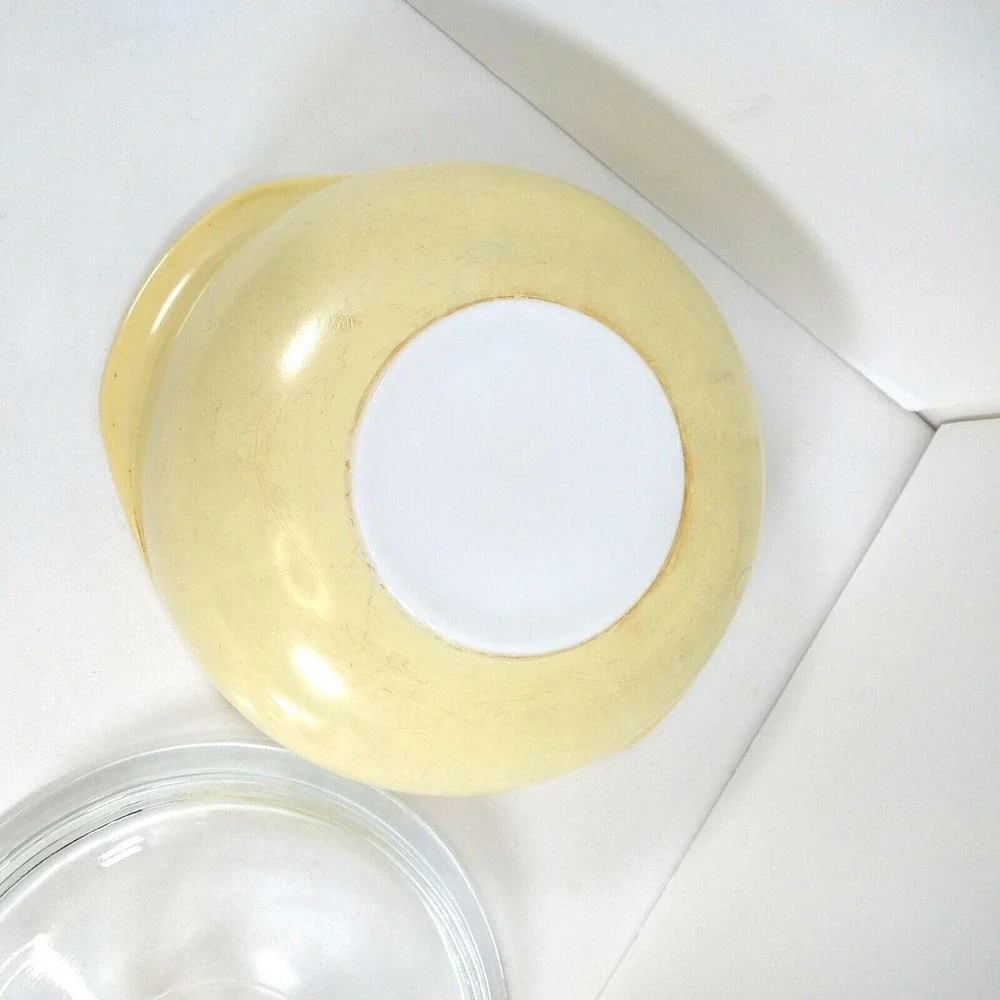 Pyrex 053 A-b B  1 1/2 Qt. Clear Glass‎ Casserole With Lid Yellow 🟡 White 🤍